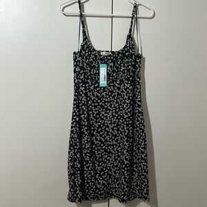 Navy blue and tan flower dress